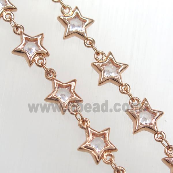 copper star chain pave zircon, rose gold