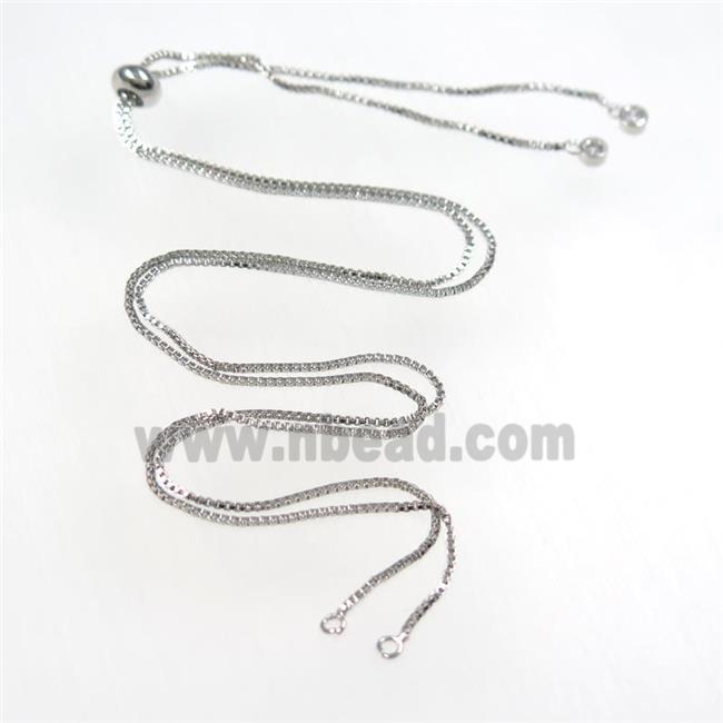 copper necklace chain with zircon, platinum plated