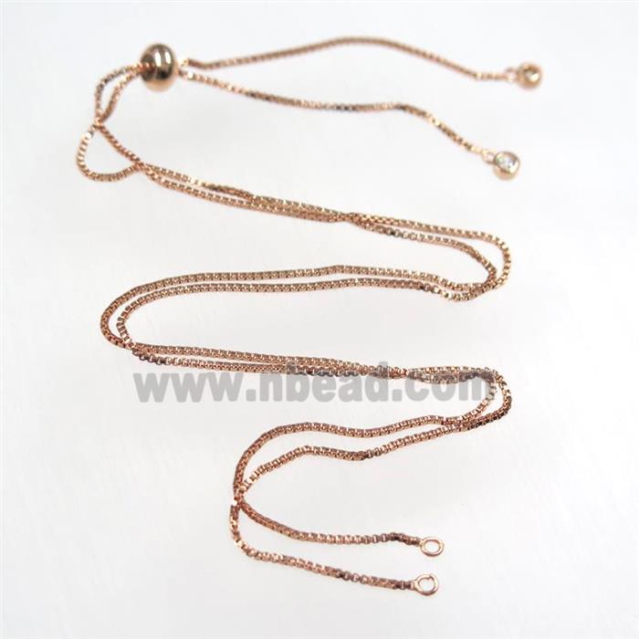 copper necklace chain with zircon, rose gold