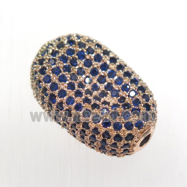 copper oval bead paved zircon, rose gold