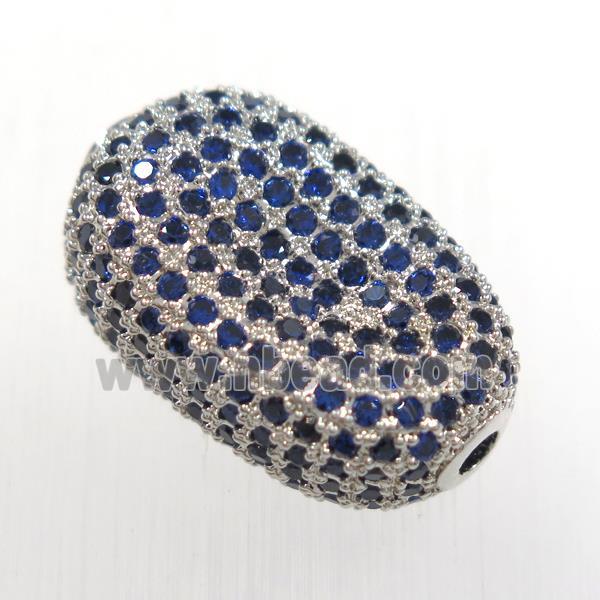 copper oval bead paved zircon, platinum plated