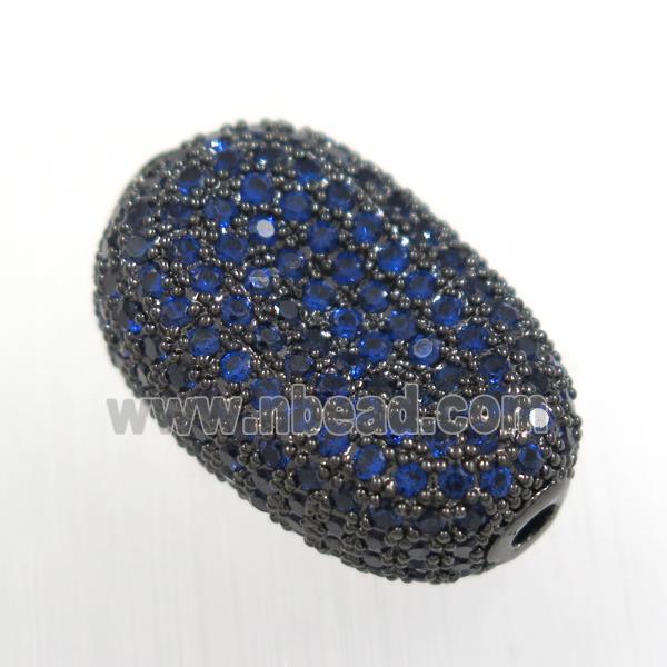 copper oval bead paved blue zircon, black plated