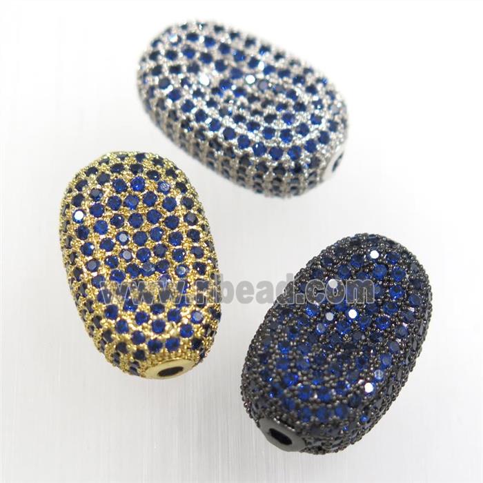 copper oval beads paved blue zircon, mix color