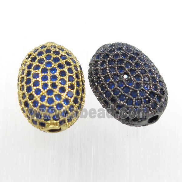 copper oval beads paved blue zircon, mix color