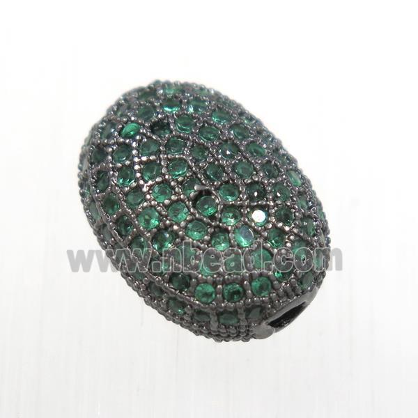 copper oval beads paved zircon, black plated