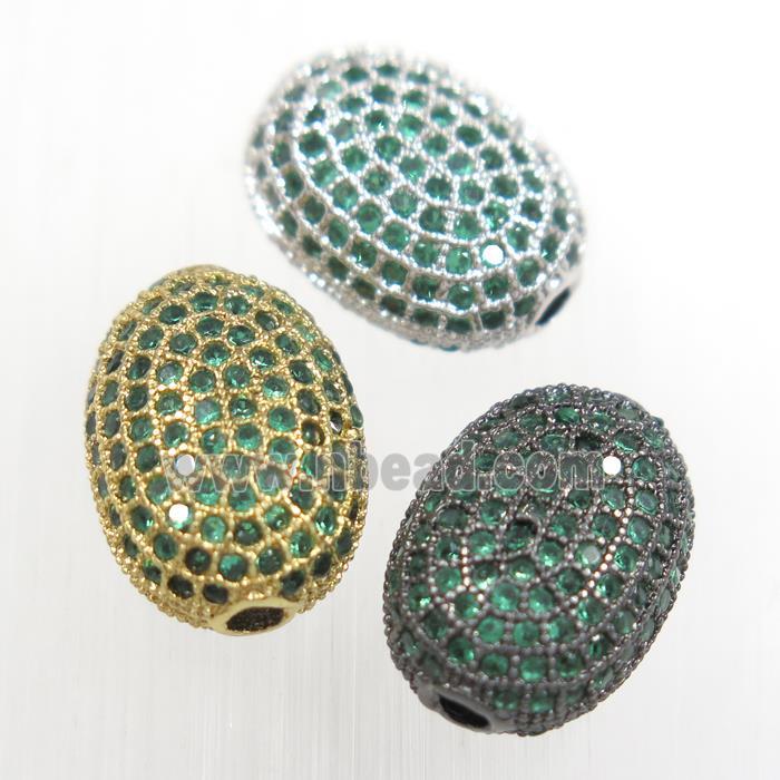 copper oval beads paved green zircon, mix color
