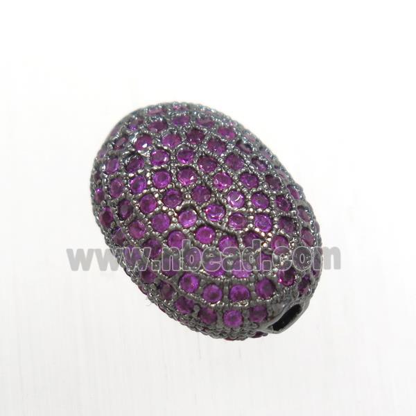 copper oval beads paved hotpink zircon, black plated
