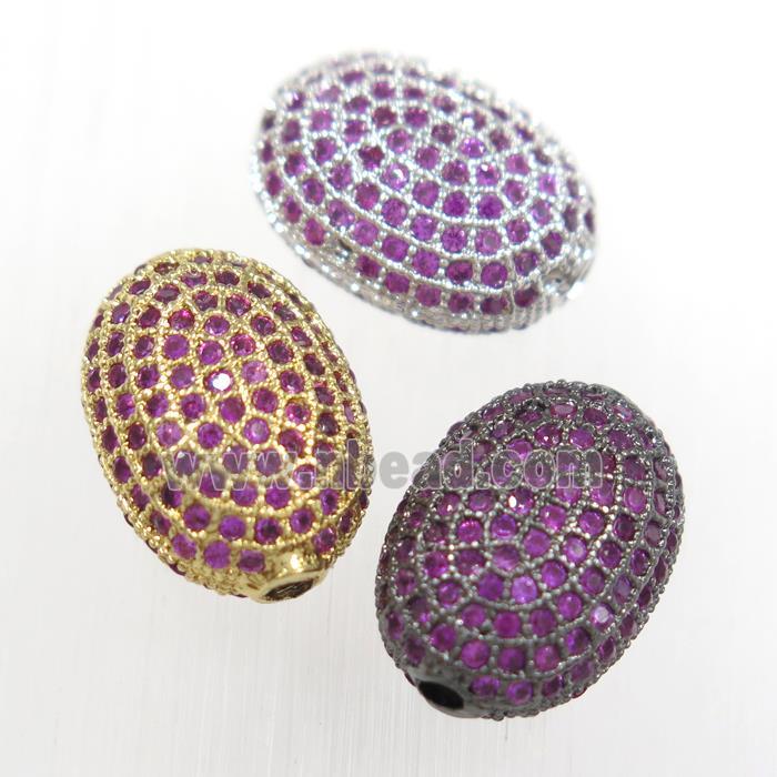 copper oval beads paved hotpink zircon, mix color