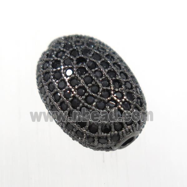 copper oval beads paved zircon, black plated