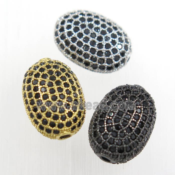 copper oval beads paved black zircon, mix color