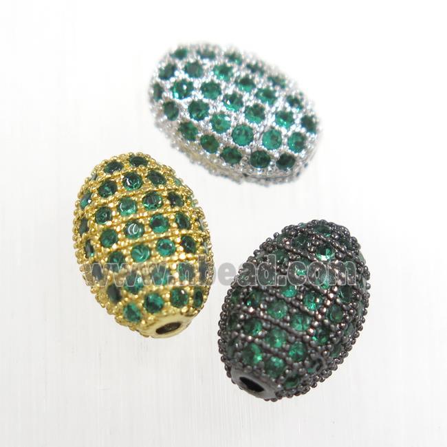 copper oval beads paved green zircon, mix color