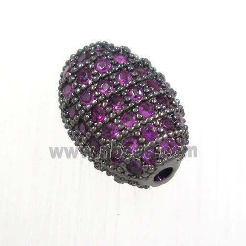 copper oval beads paved hotpink zircon, black plated