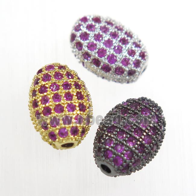 copper oval beads paved hotpink zircon, mix color