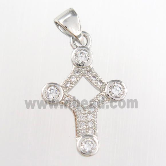 copper star pendants paved zircon, platinum plated