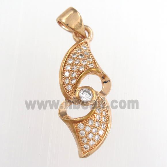 copper pendants paved zircon, rose gold
