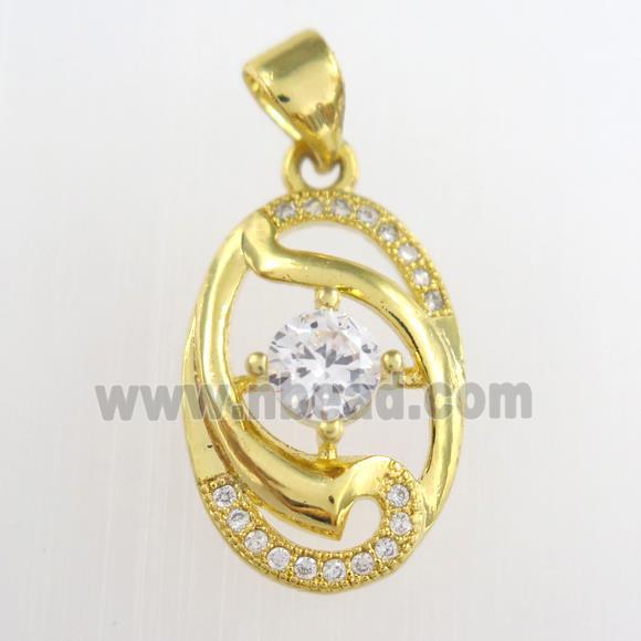 copper pendants paved zircon, gold plated