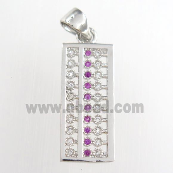 copper suanpan pendants paved zircon, platinum plated