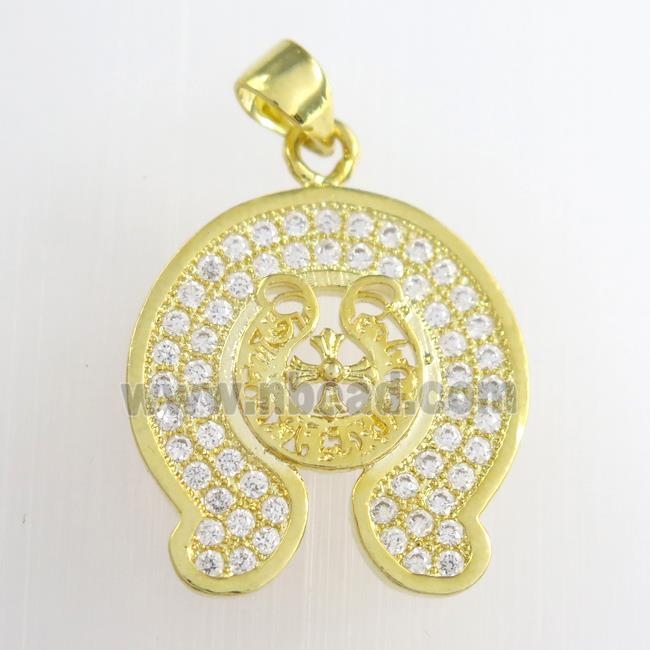 copper pendants paved zircon, gold plated