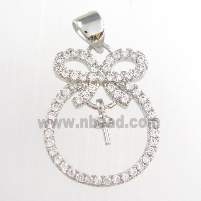 copper pendants paved zircon, knot, platinum plated