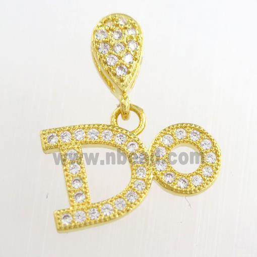 copper pendants paved zircon, gold plated