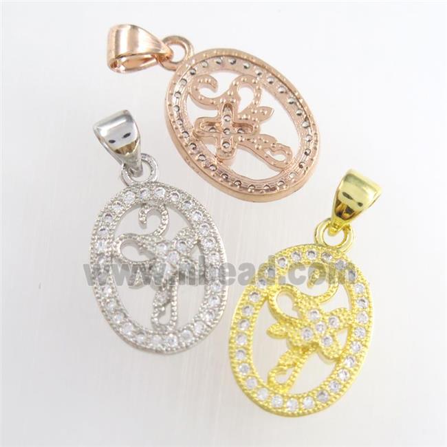 copper oval pendants paved zircon, mixed
