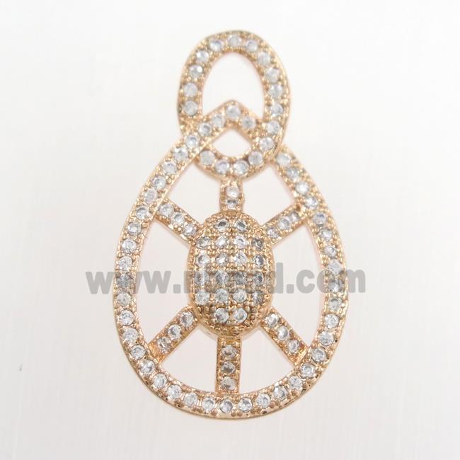 copper tortoise pendants paved zircon, rose gold