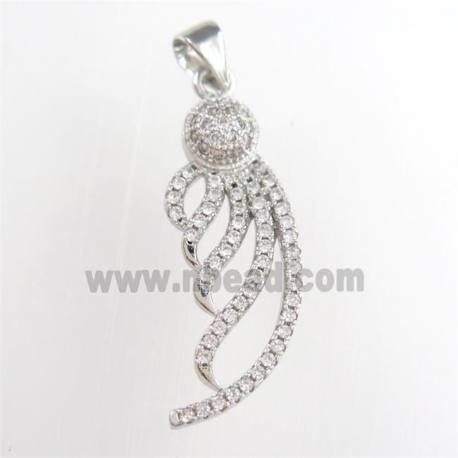 copper pendants paved zircon, platinum plated