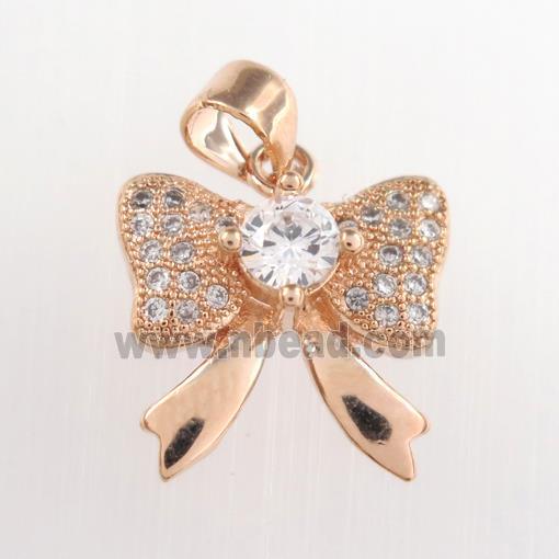 copper knot pendants paved zircon, rose gold