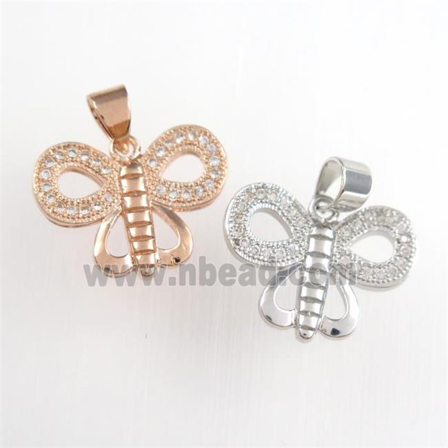 copper butterfly pendants paved zircon, mixed