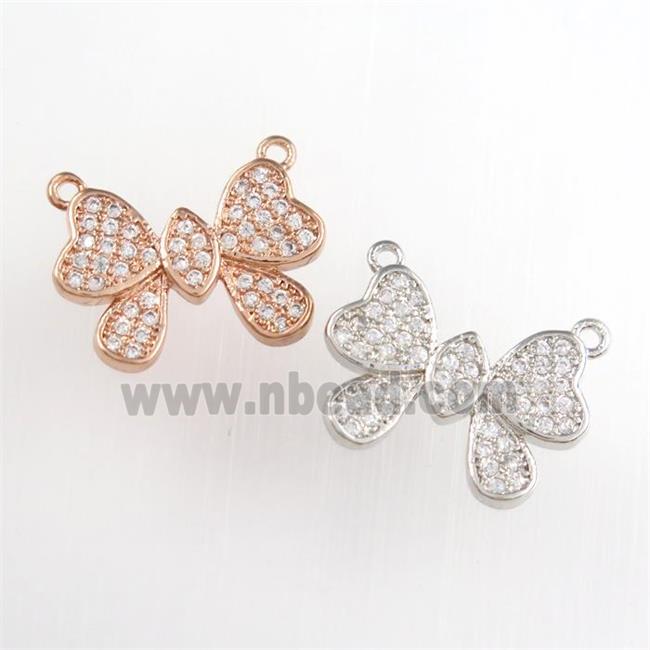 copper butterfly pendants paved zircon, mixed color