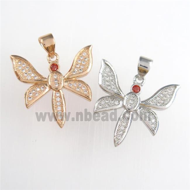 copper dragonfly pendants paved zircon, mixed