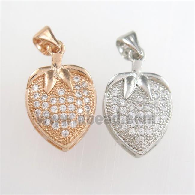 copper strawberry pendants paved zircon, mixed color