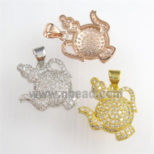 copper teapot pendants paved zircon, mixed