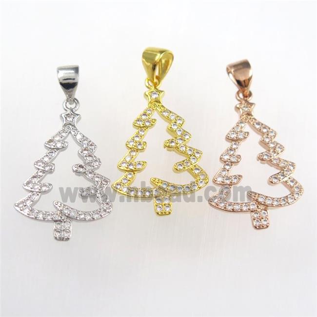 christmas tree, copper pendants paved zircon, mixed color