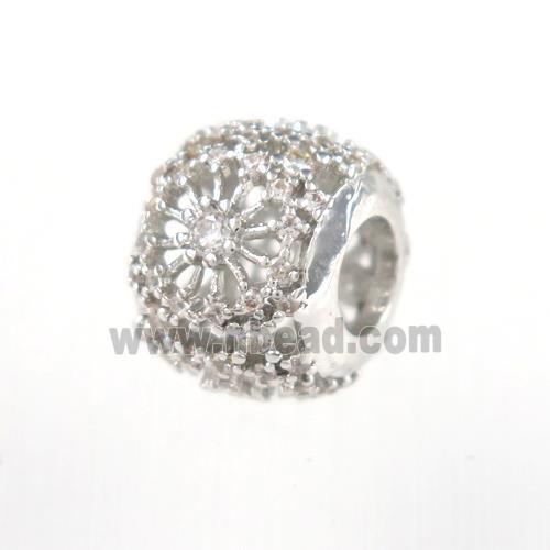 copper beads paved zircon, platinum plated