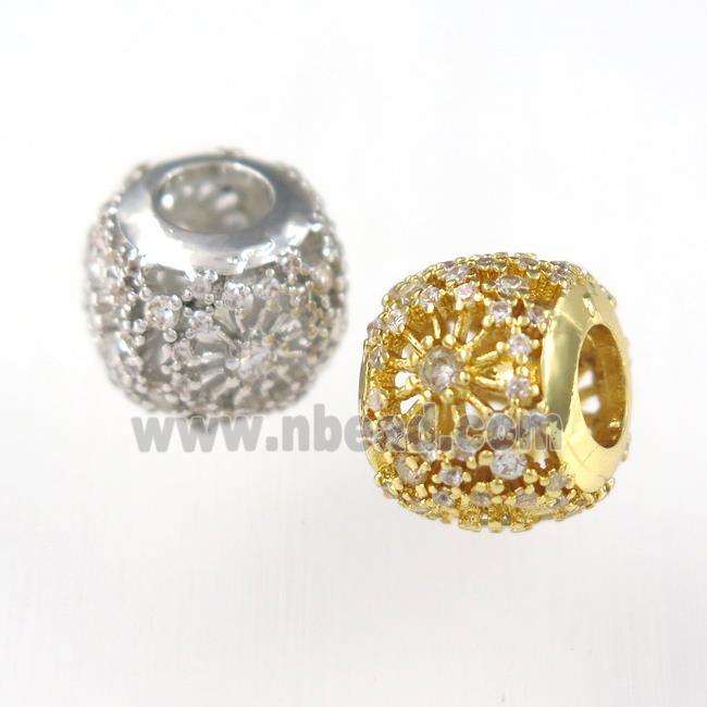 copper bead paved zircon, mixed color