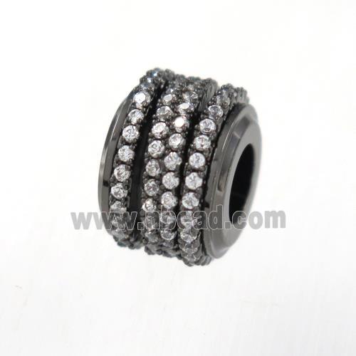 copper rondelle beads paved zircon, black plated