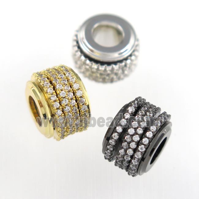 copper rondelle beads paved zircon, mixed color