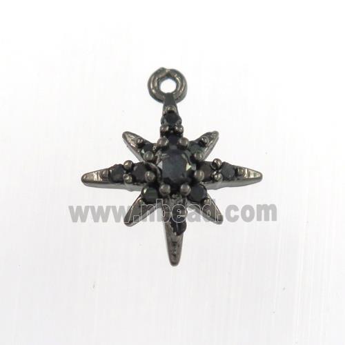 copper northstar pendant paved zircon, black plated