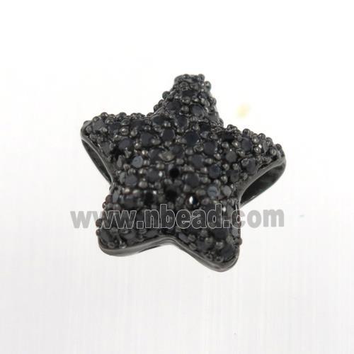 copper bead paved zircon, star, black plated
