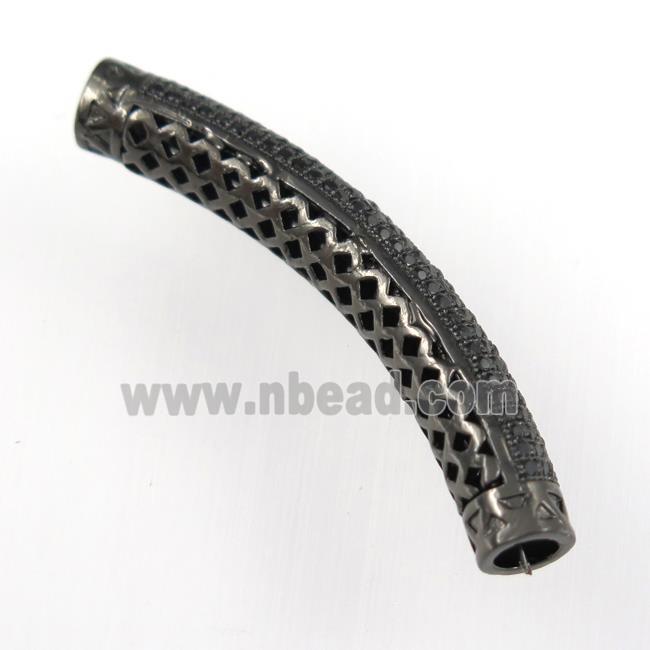 copper beads paved zircon, tube, black plated