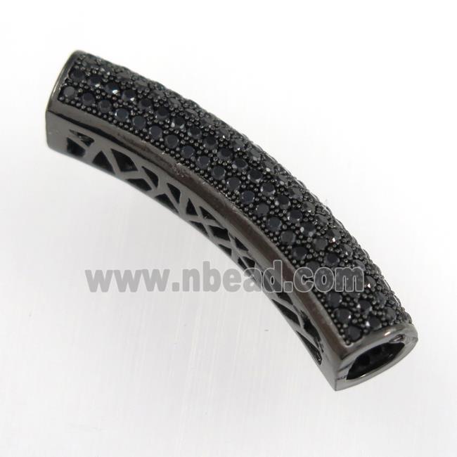 copper bead paved zircon, tube, black plated