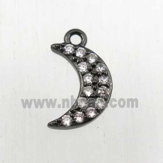 copper moon pendant paved zircon, black plated