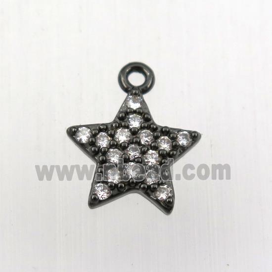 copper star pendant paved zircon, black plated