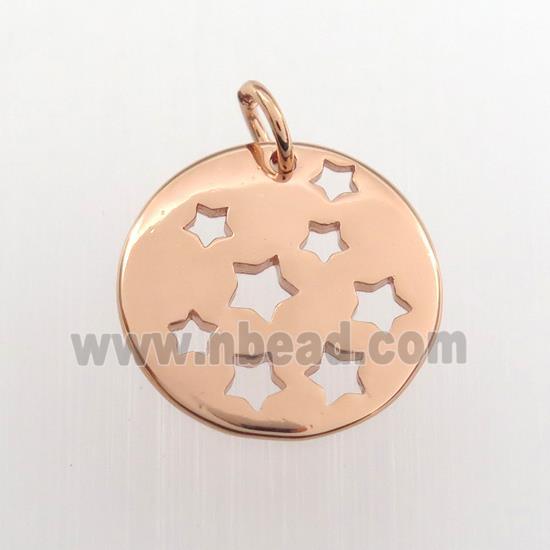copper circle pendant, rose gold
