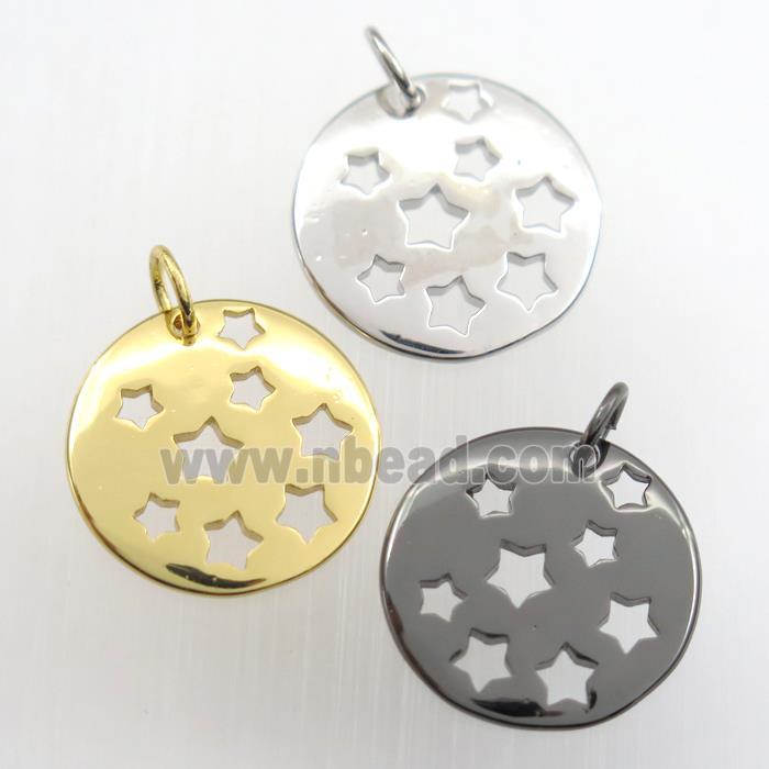 copper circle pendant, star, mix color
