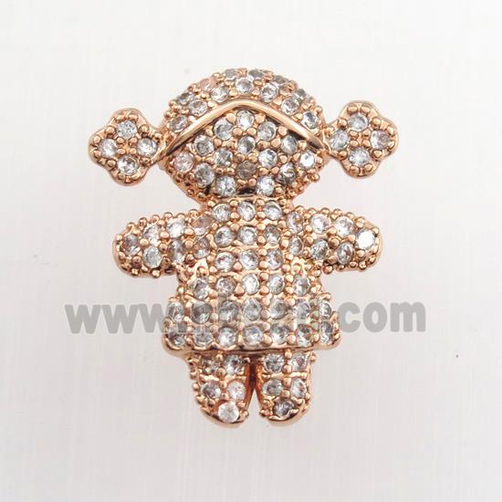 copper girls pendant paved zircon, rose gold
