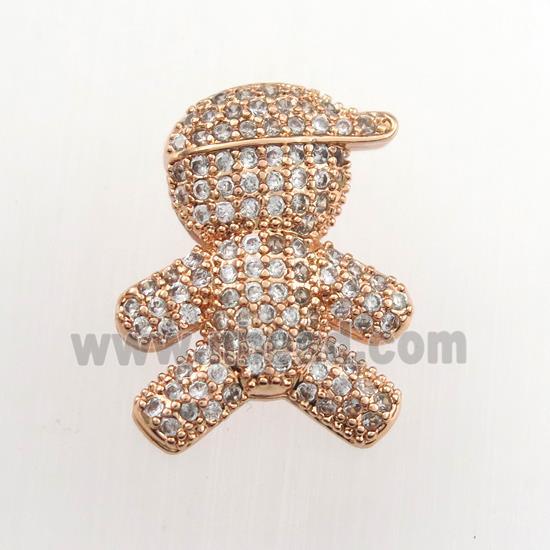 copper boy pendant paved zircon, rose gold