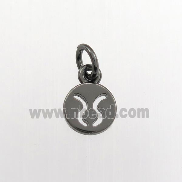 copper circle pendant, zodiac taurus, black plated