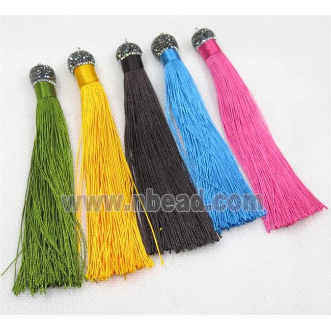 tassel with nylon wire, rhinestone, mixed color
